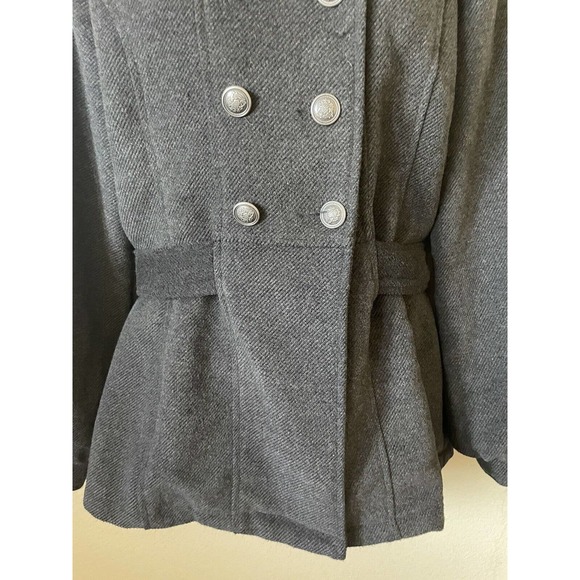 Forever 21 Gray Double Breasted Silver Button Up Women’s Coat Jacket Size M - Picture 3 of 6